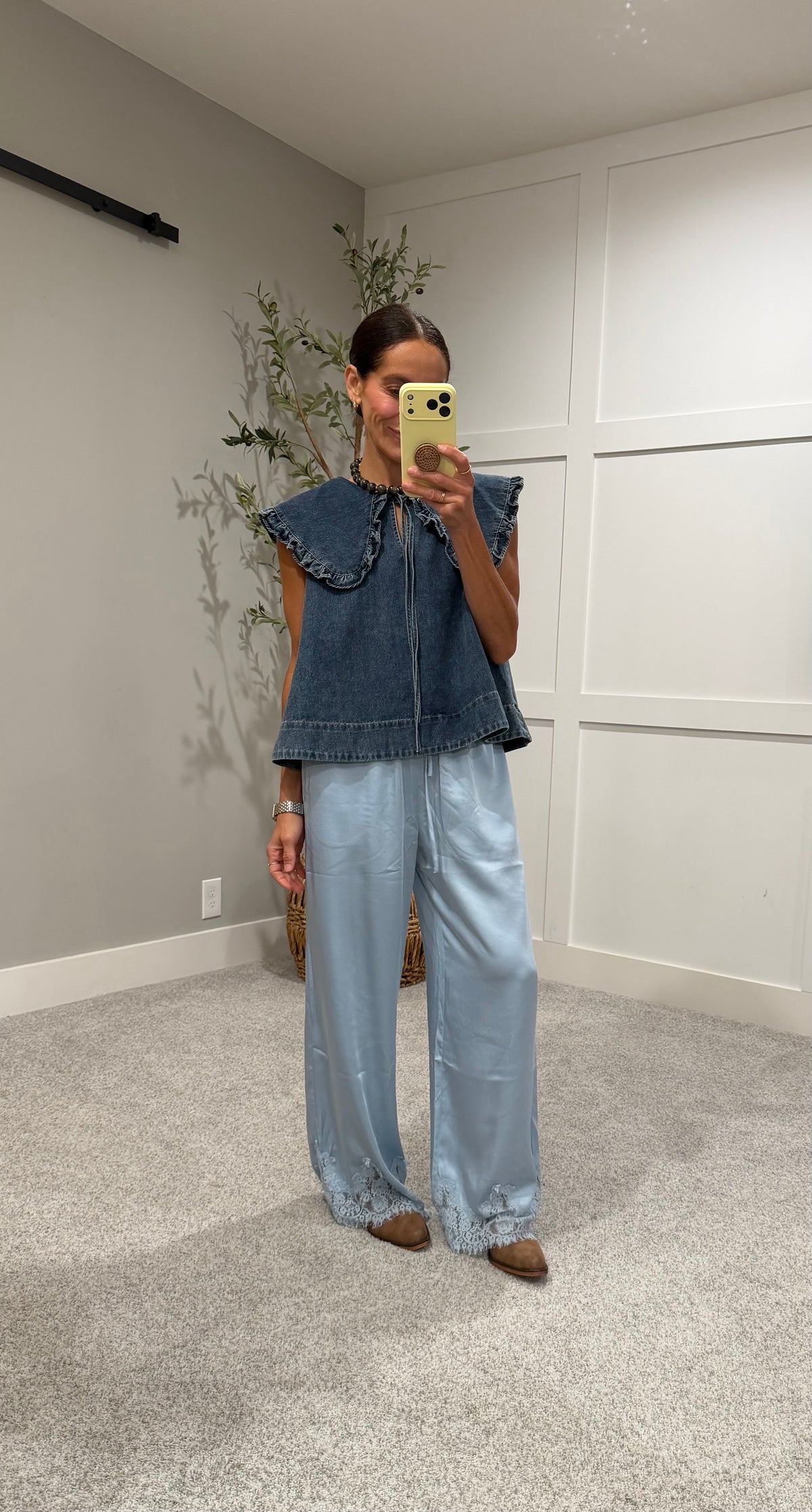 Addison Collared Denim Top