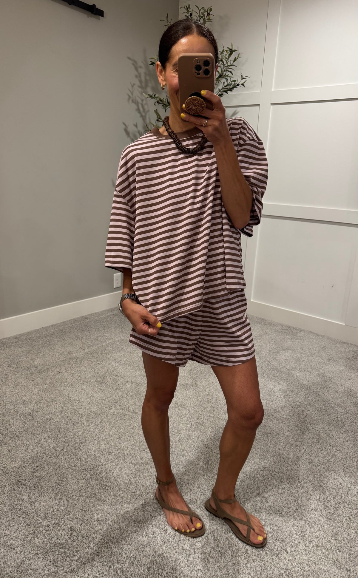 Lena Striped set | Mauve/Brown