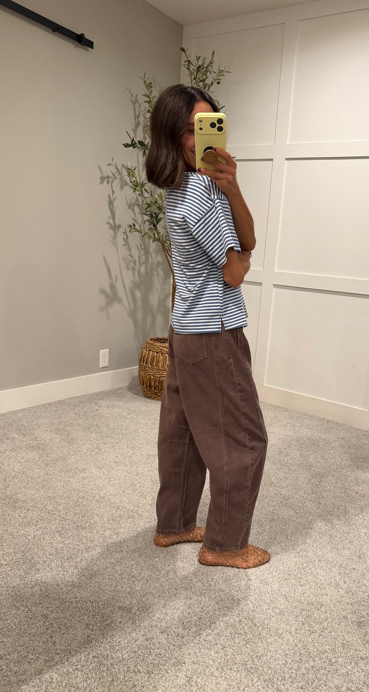 Jude Striped Tee | Dusty Blue/Brown