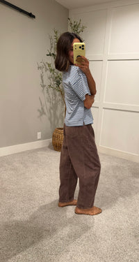 Jude Striped Tee | Dusty Blue/Brown