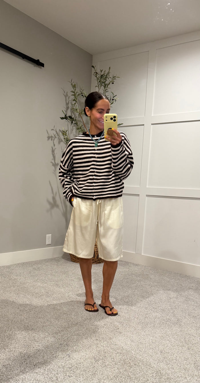 Piper Striped Cardigan | Dark Wine