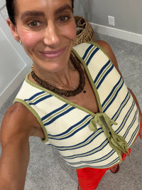 Croix Striped Knit Tie Front Vest