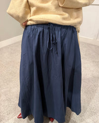 Navy Cotton Poplin Maxi Skirt