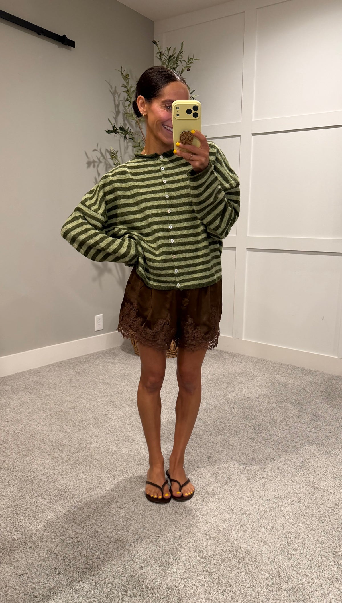 Piper Striped Cardigan | Olive Combo