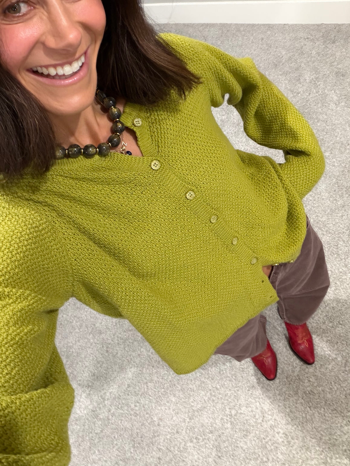 Tori Cotton Cardi | Moss Green