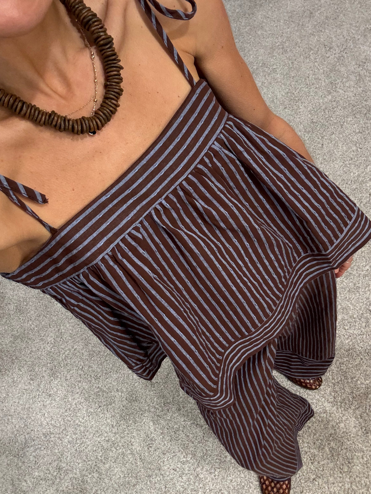 Monica Striped Set | Brown/Blue