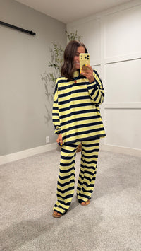 Sheila Striped Pants | Lemon/Navy
