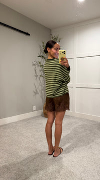 Piper Striped Cardigan | Olive Combo