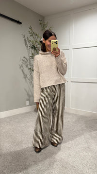The Hazel Mock Neck Rolled Hem Knit Sweater | White Tea