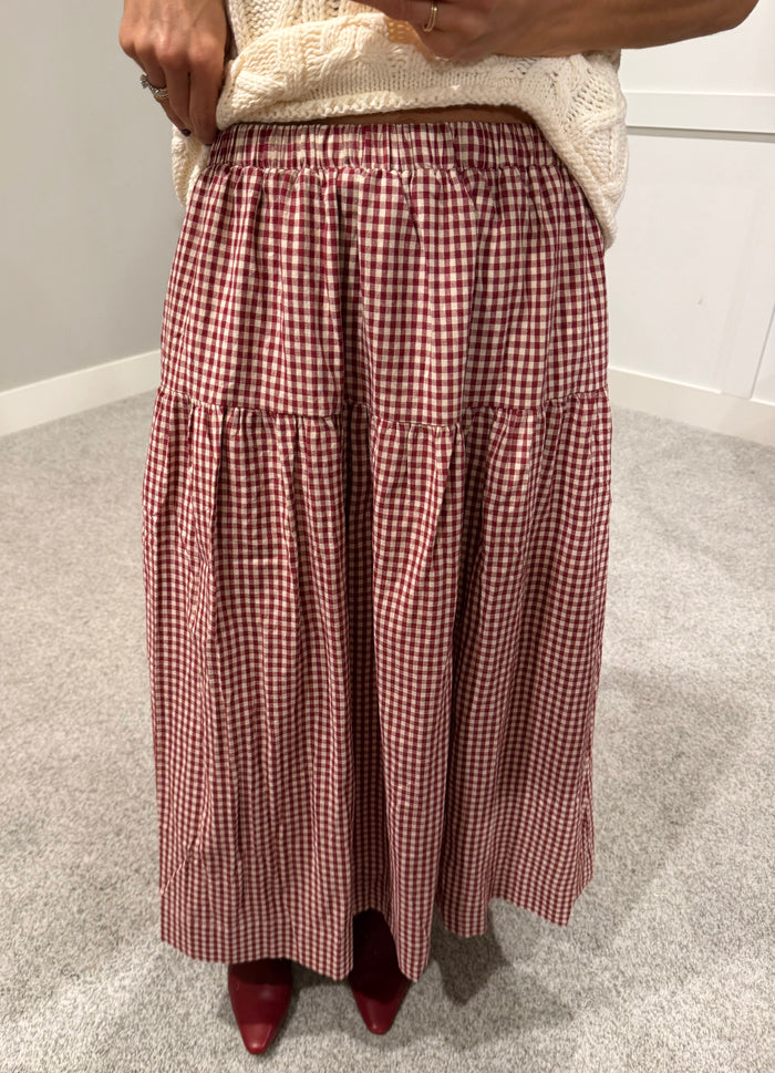 The Eloise Gingham Skirt | Red/Natural