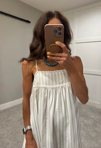 Ella Embroidered Dress | Off White/Grey