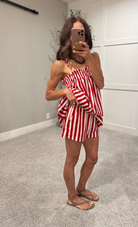 Juni Striped Set | Red/Cream Stripe