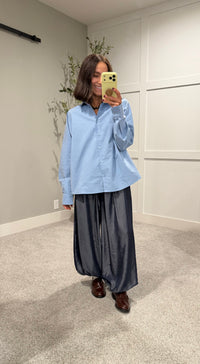 Satin Harem Balloon Pants | Indigo Blue