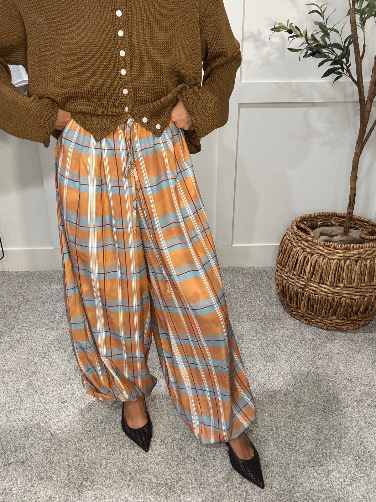 Plaid Balloon Pants