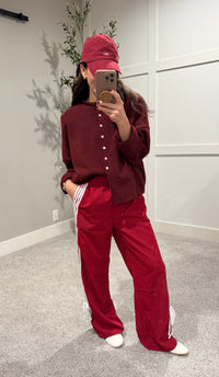 Bryson Stripe Track Pant | Deep Red