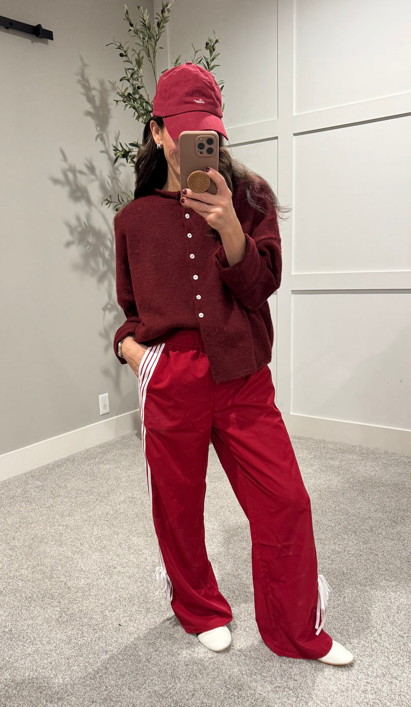 Bryson Stripe Track Pant | Deep Red