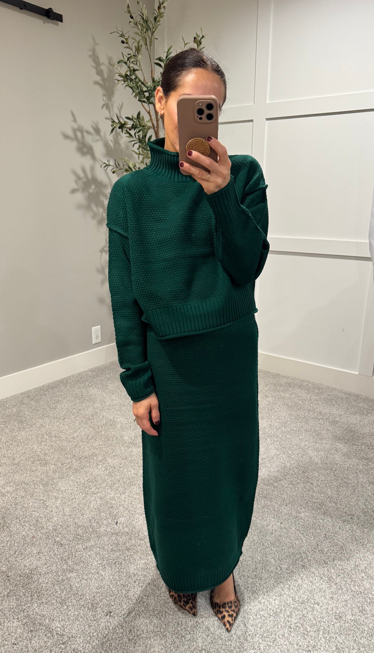 Textured Knit Skirt | Emerald Green
