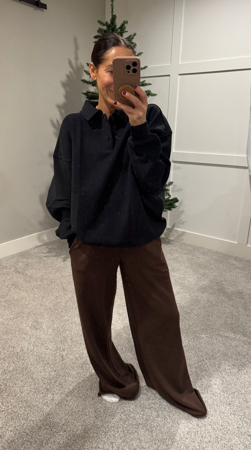 Oversized Collared Sweatshirt | Black