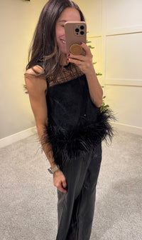 Holiday Feather Top | Black
