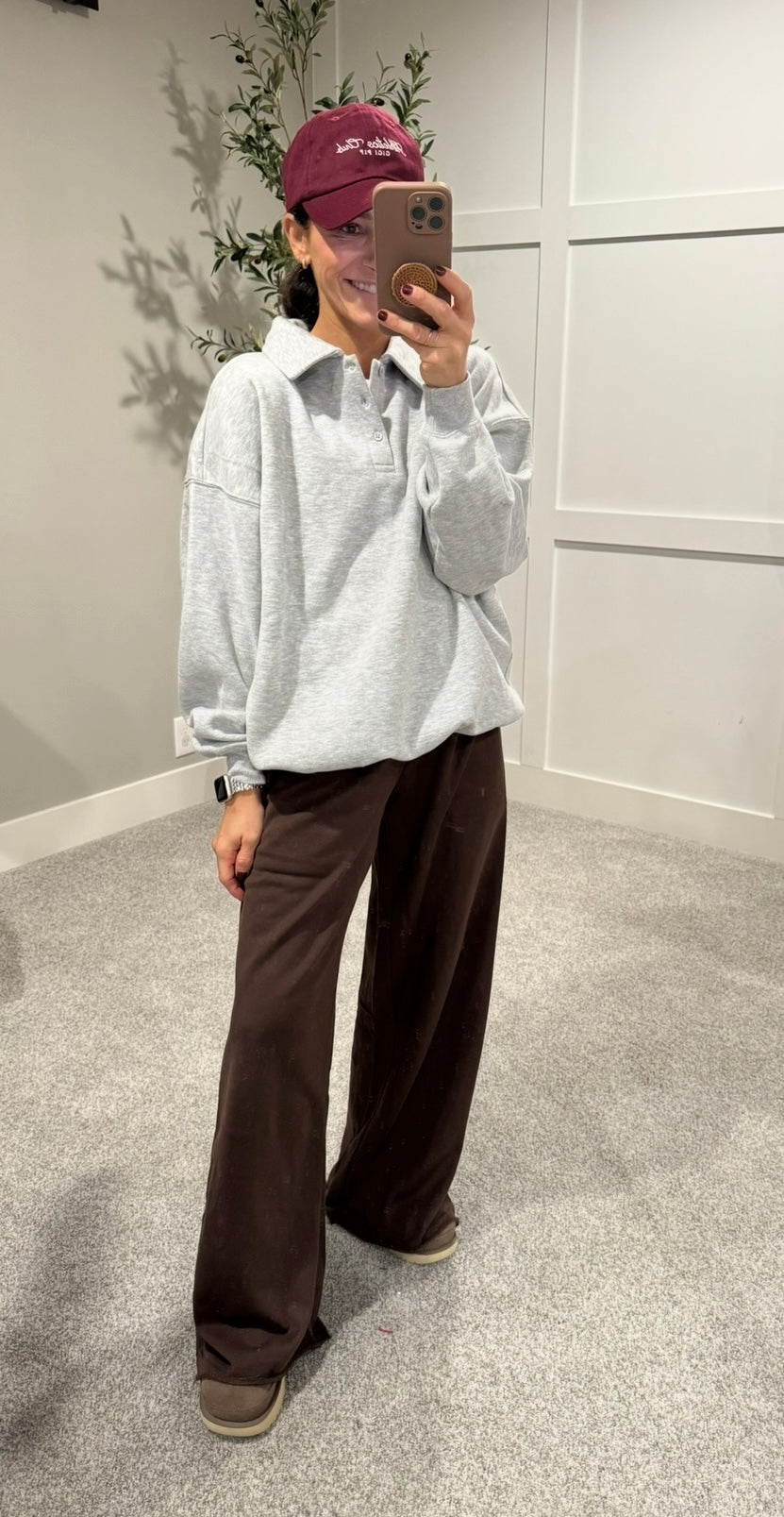 Oversized Collared Sweatshirt | Heather Gray