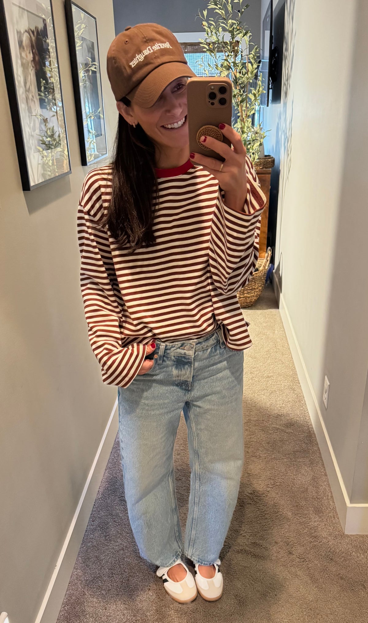 Maeve Striped Top | Brown/White