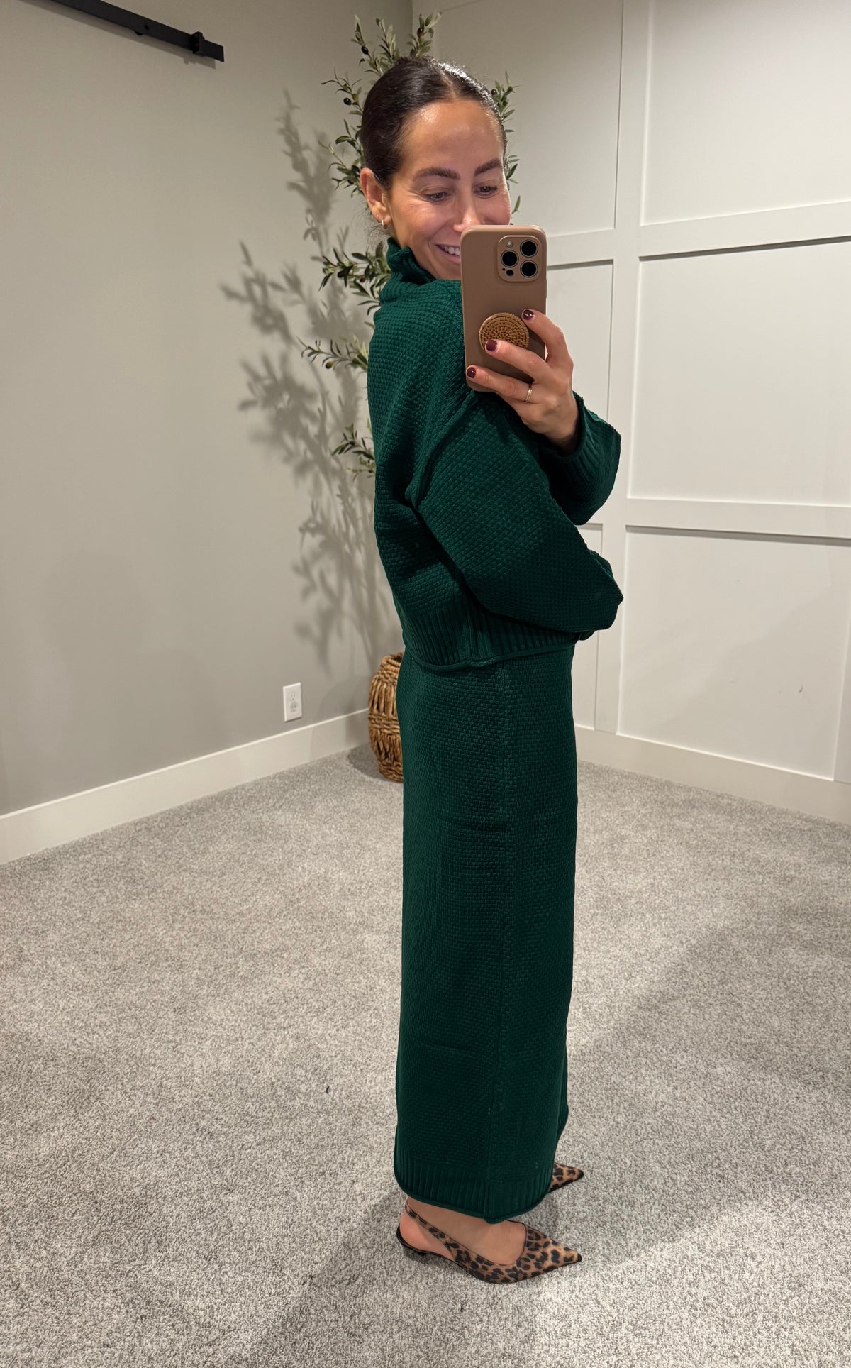 Textured Knit Skirt | Emerald Green