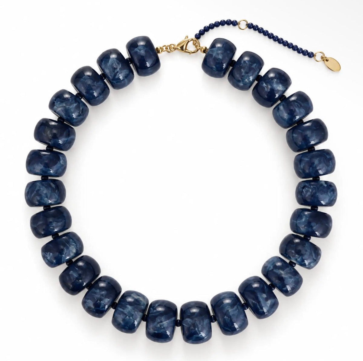 Chunky Resin & Natural Stone Beaded Necklace | Sapphire Blue