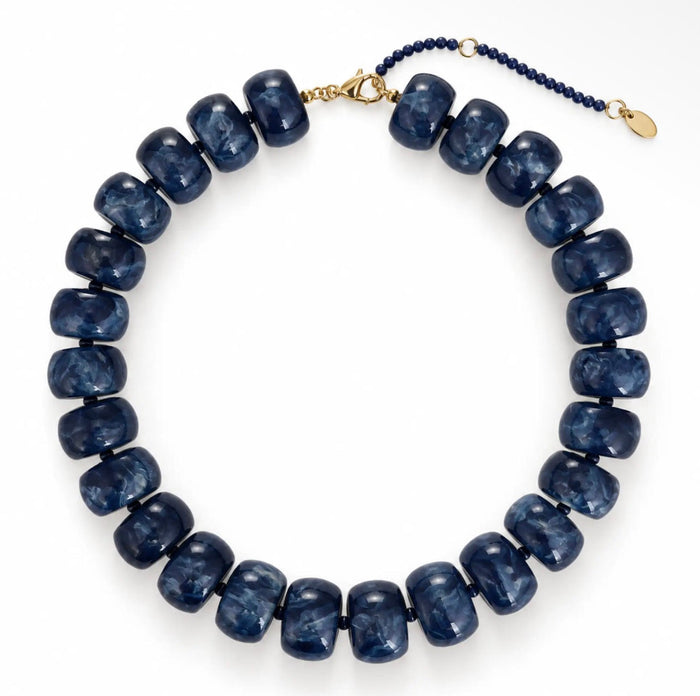 Chunky Resin & Natural Stone Beaded Necklace | Sapphire Blue