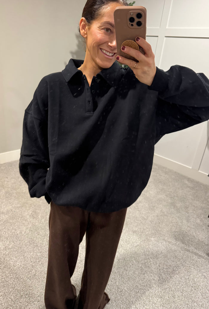 Oversized Collared Sweatshirt | Black