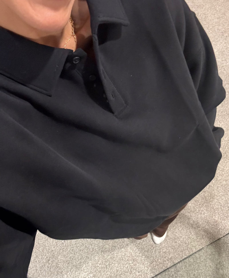 Oversized Collared Sweatshirt | Black
