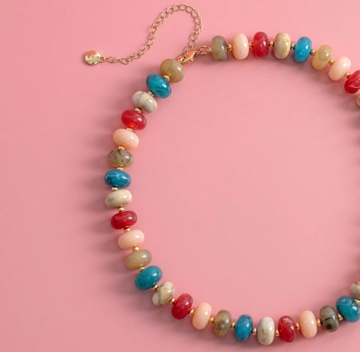 Swirl Marble Bead Necklace | Red Multi