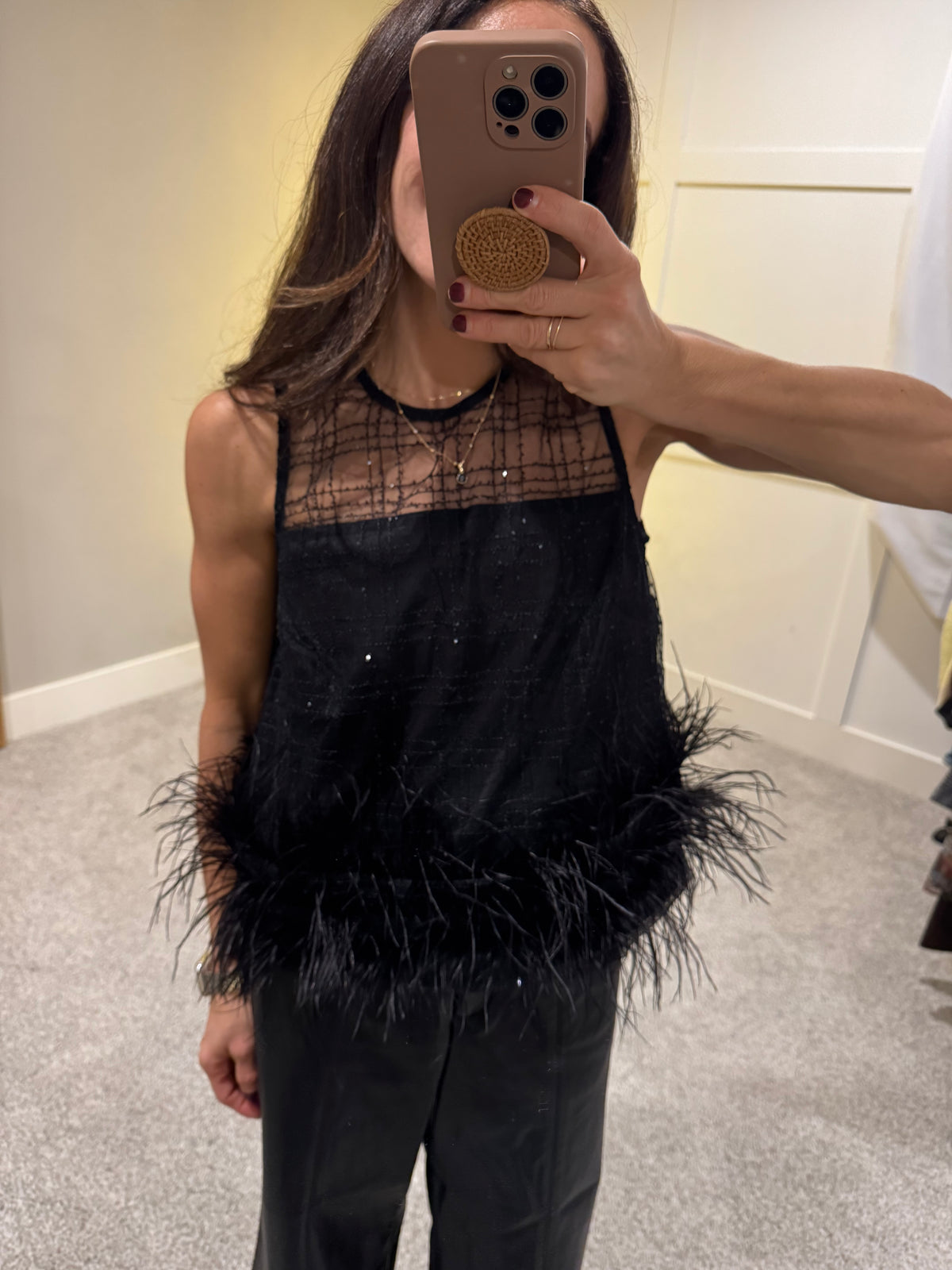 Holiday Feather Top | Black