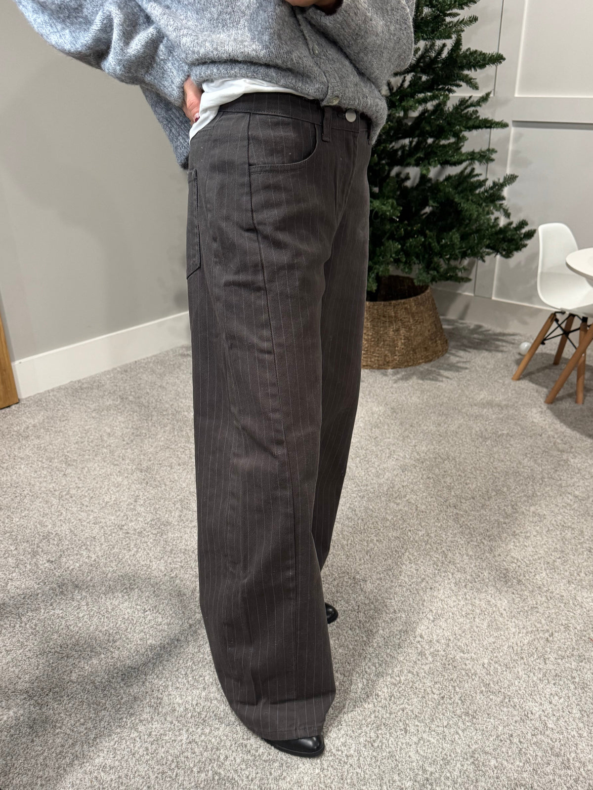 Pinstripe Slight Barrel Pants