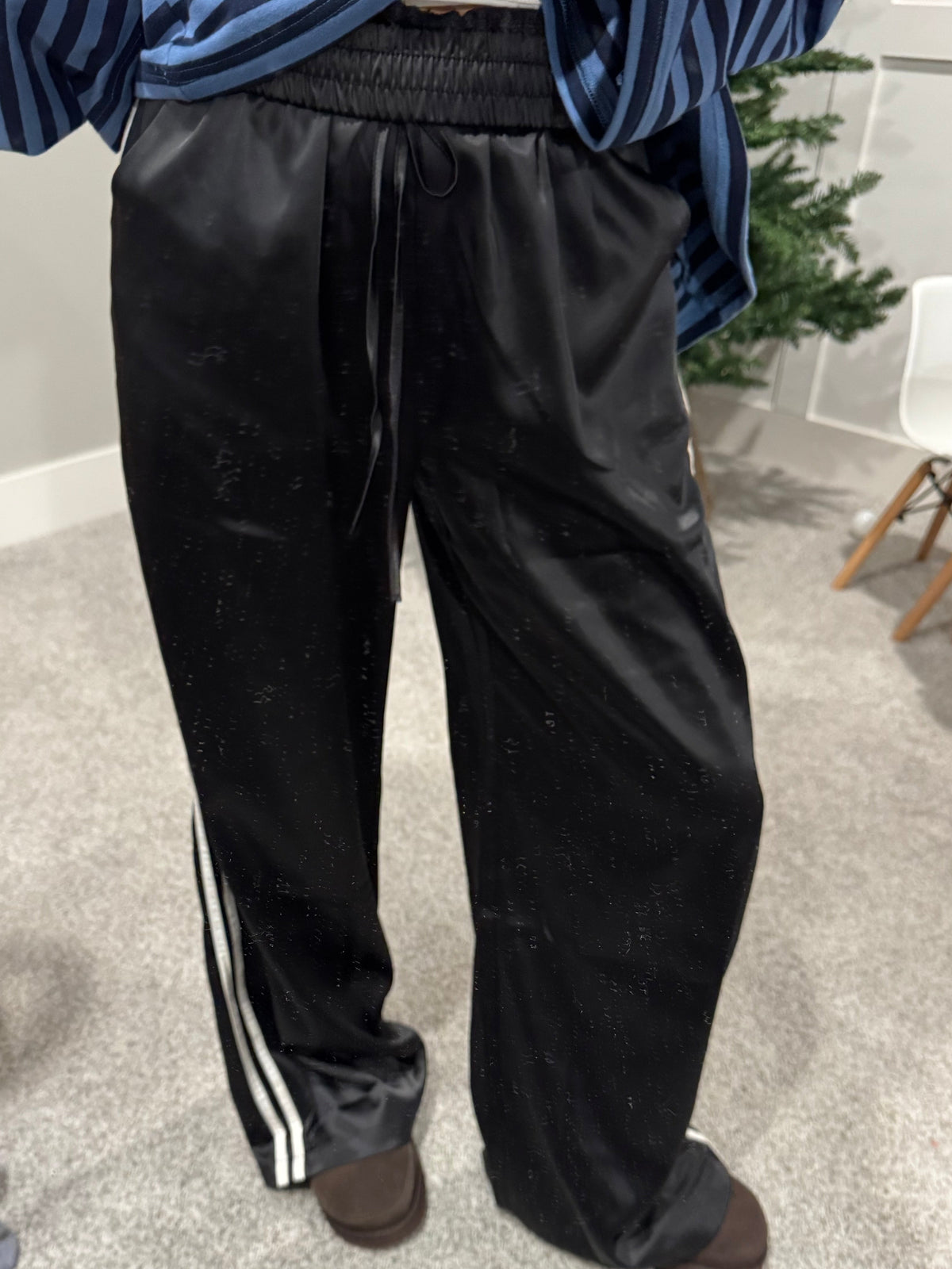 Satin Track Pants | Black
