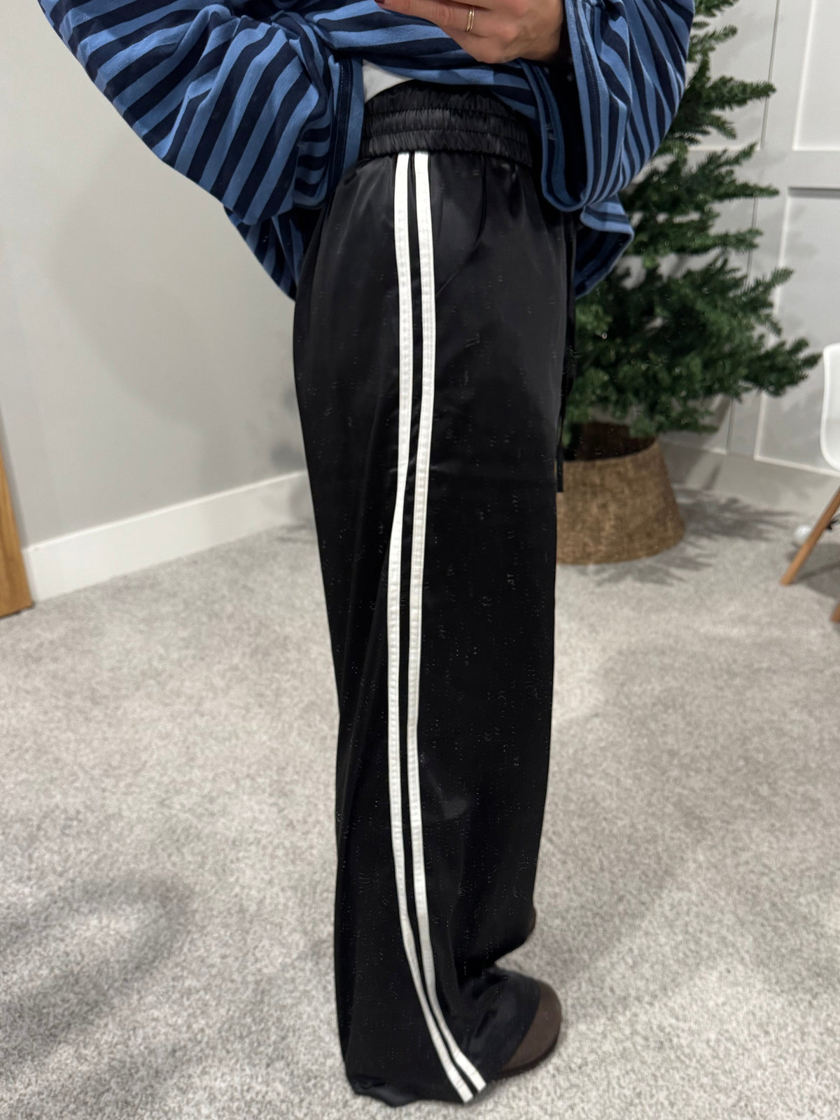 Satin Track Pants | Black