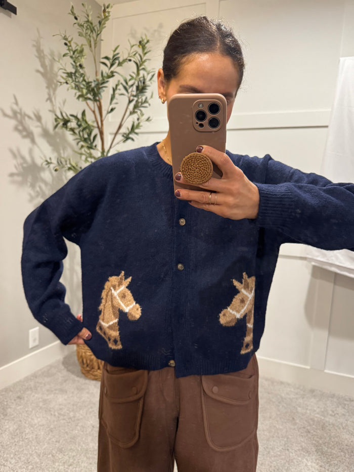 Horsey Cardigan | Navy