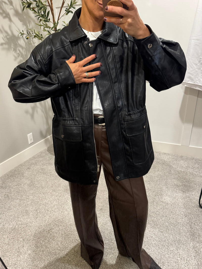 Faux Leather Black Jacket