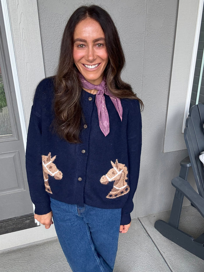 Horsey Cardigan | Navy