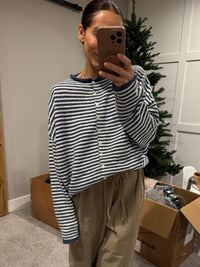 Zola Striped Cardigan | Denim