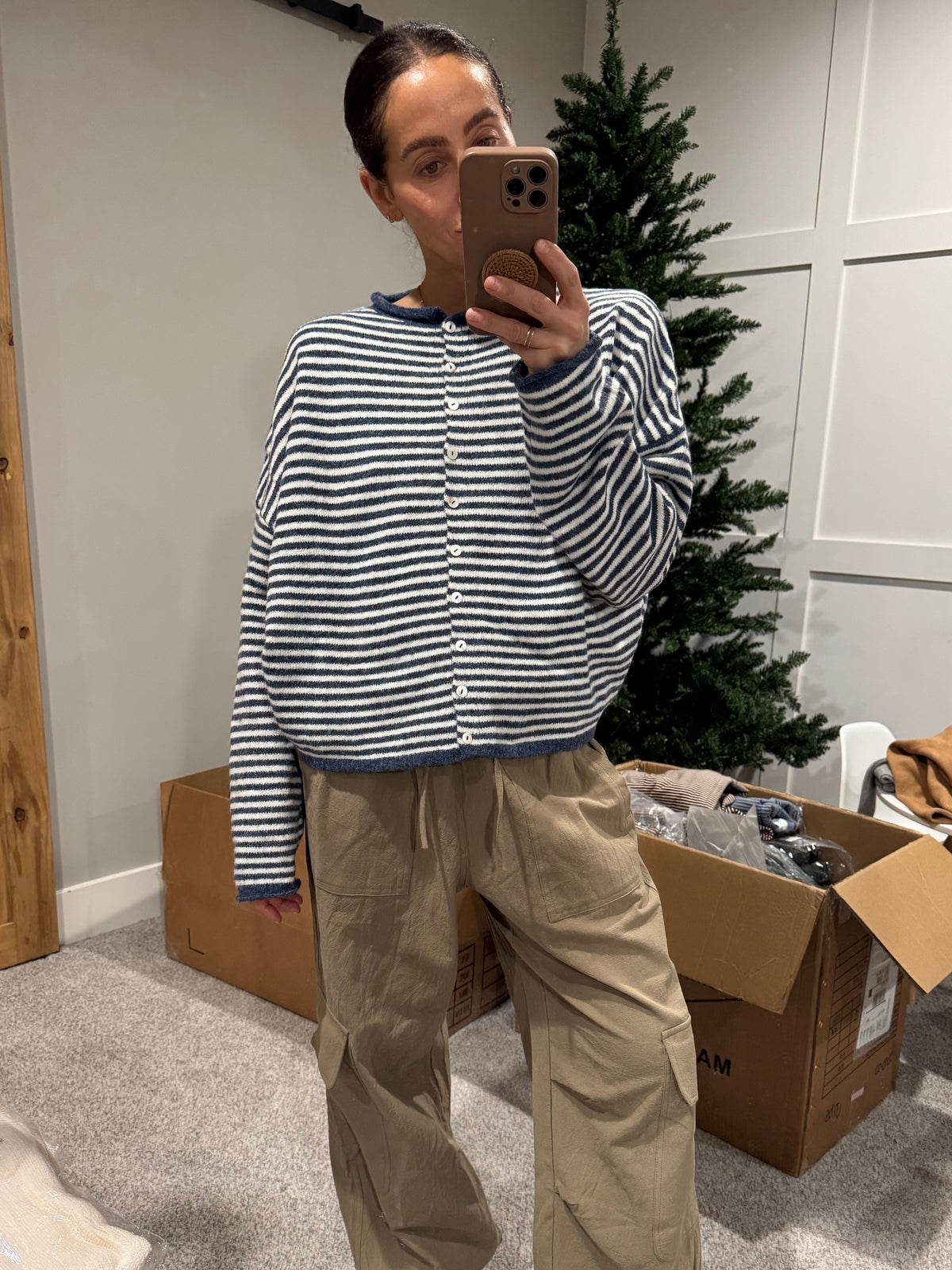 Zola Striped Cardigan | Denim