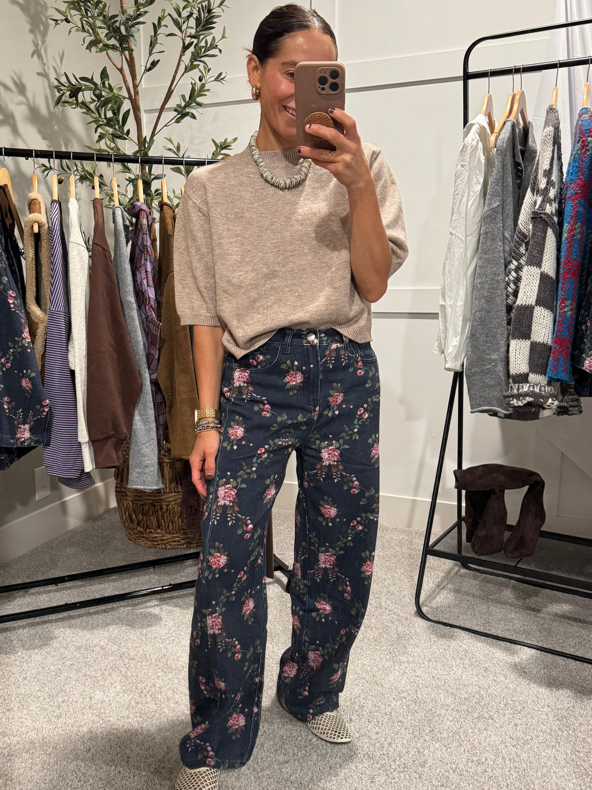 Short Sleeve Sweater Top | Mocha