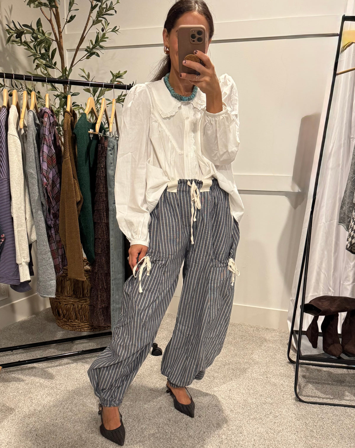 Striped Drawstring Jogger Pants | Navy