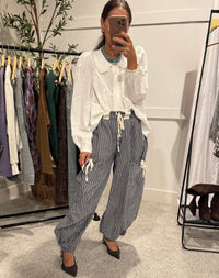 Striped Drawstring Jogger Pants | Navy