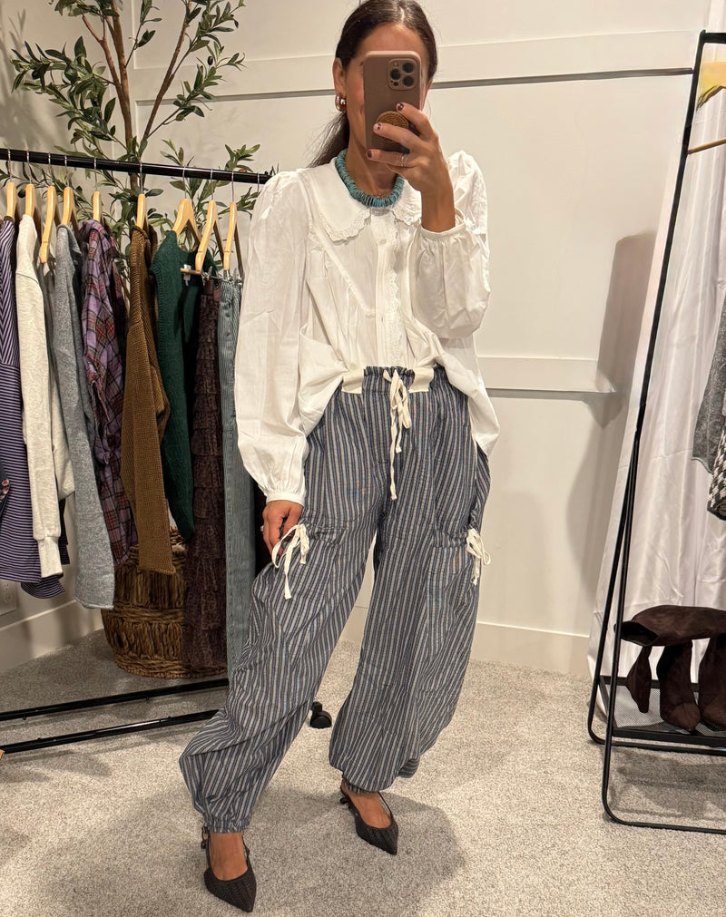 Striped Drawstring Jogger Pants | Navy
