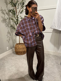 Oversized Plaid Button Down | Lavender