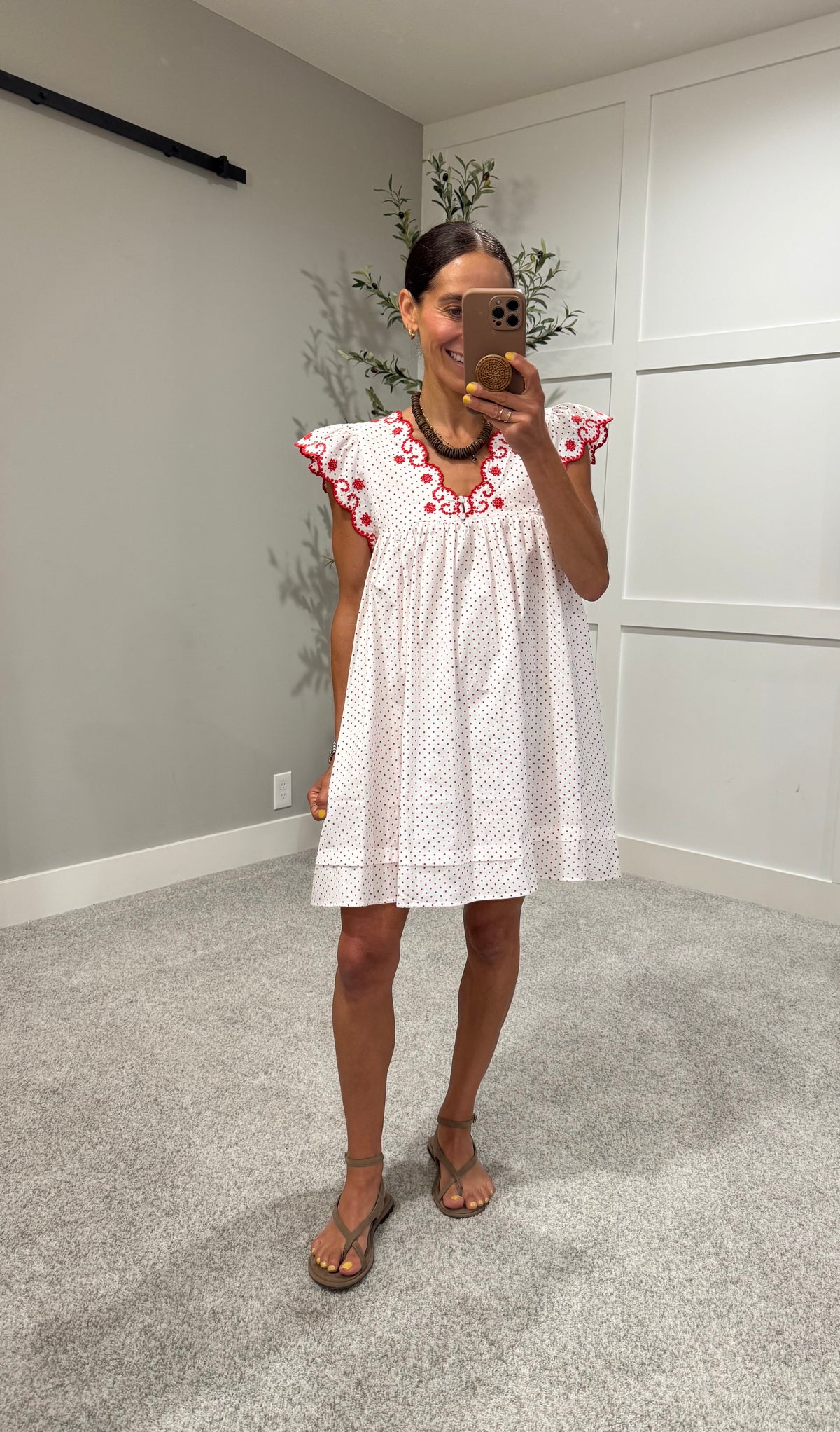Noelle Babydoll Dress | Red/White Polka Dot