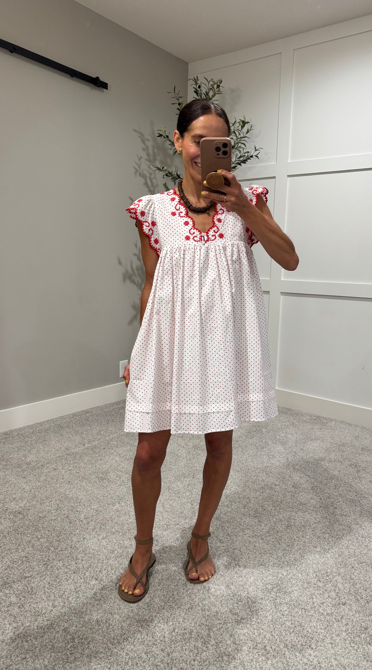 Noelle Babydoll Dress | Red/White Polka Dot