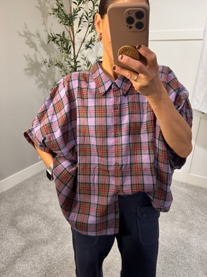 Oversized Plaid Button Down | Lavender