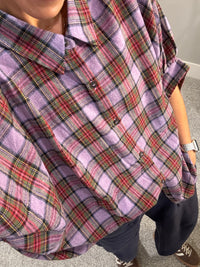 Oversized Plaid Button Down | Lavender