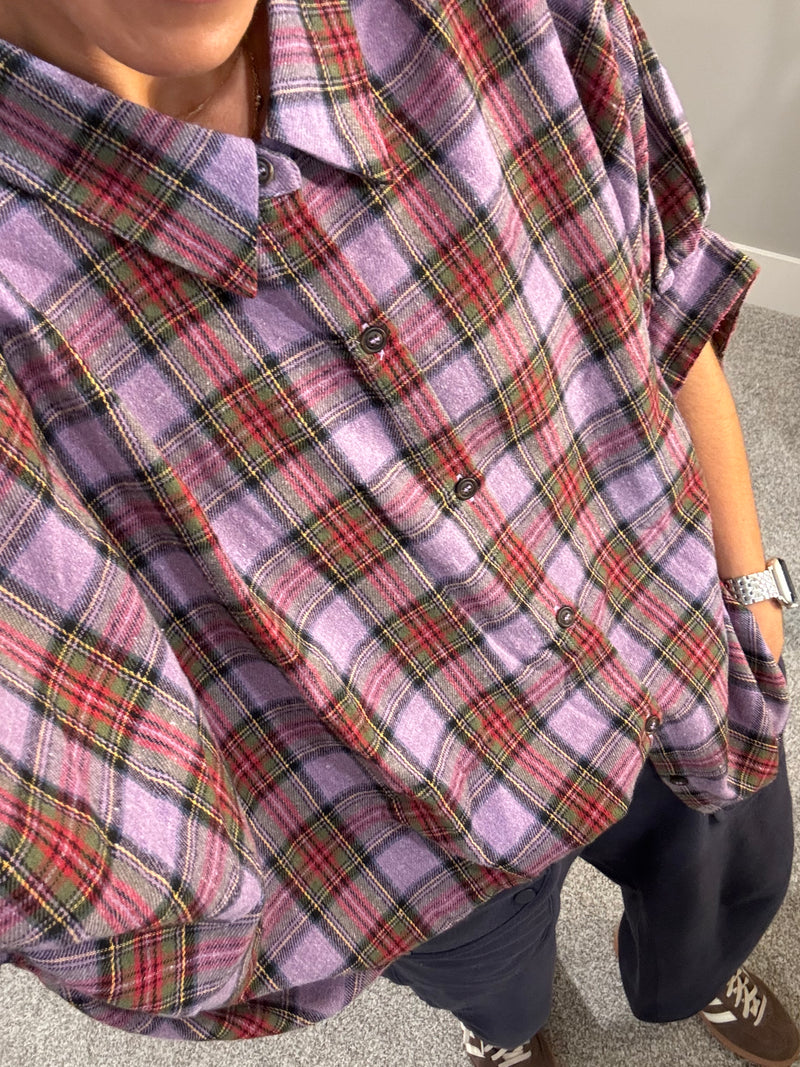 Oversized Plaid Button Down | Lavender